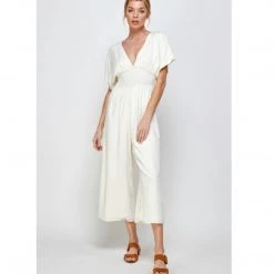 Indigo Boutique Jumpsuits Textured White Jumpsuit