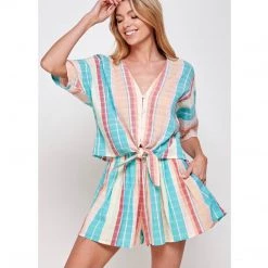 Indigo Boutique Colorful Tie Front Set Tops