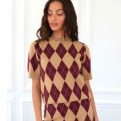 Indigo Boutique Rina Argyle Knit Top
