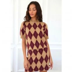 Indigo Boutique Rina Argyle Knit Mini Skirt Bottoms