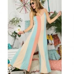 Indigo Boutique Stripe Jumpsuit Pink And Blue