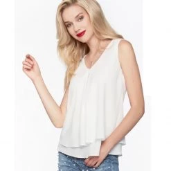 Indigo Boutique Frank Lyman Ruffle White Woven Blouse