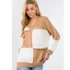 Indigo Boutique Color Block Taupe Sweater Tops