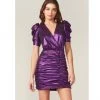 Indigo Boutique Dresses Metallic Purple Puff Sleeve Dress