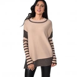 Indigo Boutique Frank Lyman Taupe And Black Knit Sweater