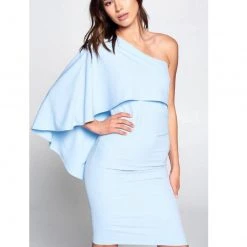 Indigo Boutique Powder Blue One Shoulder Dress