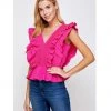 Indigo Boutique Ruffle Top Fuchsia Tops