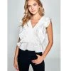Indigo Boutique Ruffle Detailed White Blouse Tops