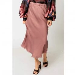 Indigo Boutique Blush Midi Sateen Skirt Bottoms
