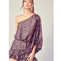 Indigo Boutique Tops Bronx Animal Print One Shoulder Blouse
