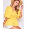 Indigo Boutique Tops Yellow Ballon Sleeve Top