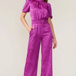 Indigo Boutique Jumpsuits Theo Jacquard Open Back Jumpsuit