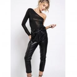 Indigo Boutique Vegan Black Tie Front Pant Bottoms