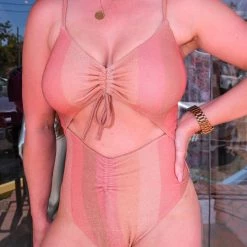 Indigo Boutique Absolute Beach Babe Half N Half One Piece - Stripe Print Swim