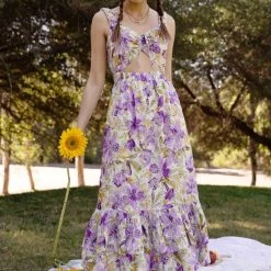 Indigo Boutique Kathleen Embroidered Eyelet Cut Out Midi Dress New Arrivals