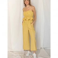 Indigo Boutique Yellow Ruffle Jumpsuit