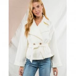 Indigo Boutique White Belted Jacket Tops