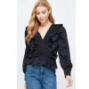 Indigo Boutique Smocked Ruffle Blouse In Black