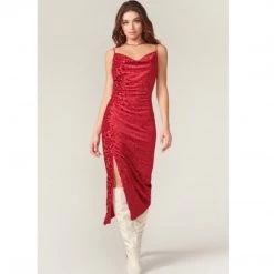 Indigo Boutique Bonnie Jaquard Velvet Midi Dress Dresses