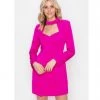 Indigo Boutique Gleely Mock Neck Dress In Fuchsia And Black