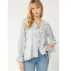 Indigo Boutique Blue Ruffle Button Down