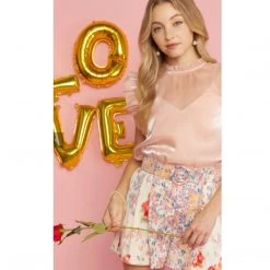 Indigo Boutique Shimmer Ruffle Sleeve Blouse