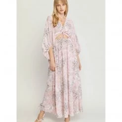 Indigo Boutique Dresses Floral Print V Neck Maxi