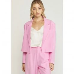 Indigo Boutique Light Pink Cropped Blazer Tops