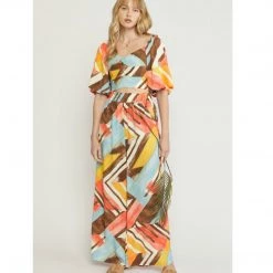 Indigo Boutique Tops Abstract Print Set