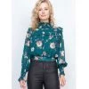 Indigo Boutique Hunter Green Floral Blouse