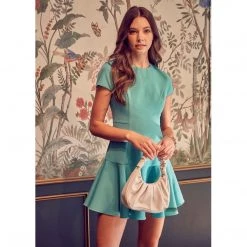 Indigo Boutique Dresses Round Neck Mint Ruffle Dress
