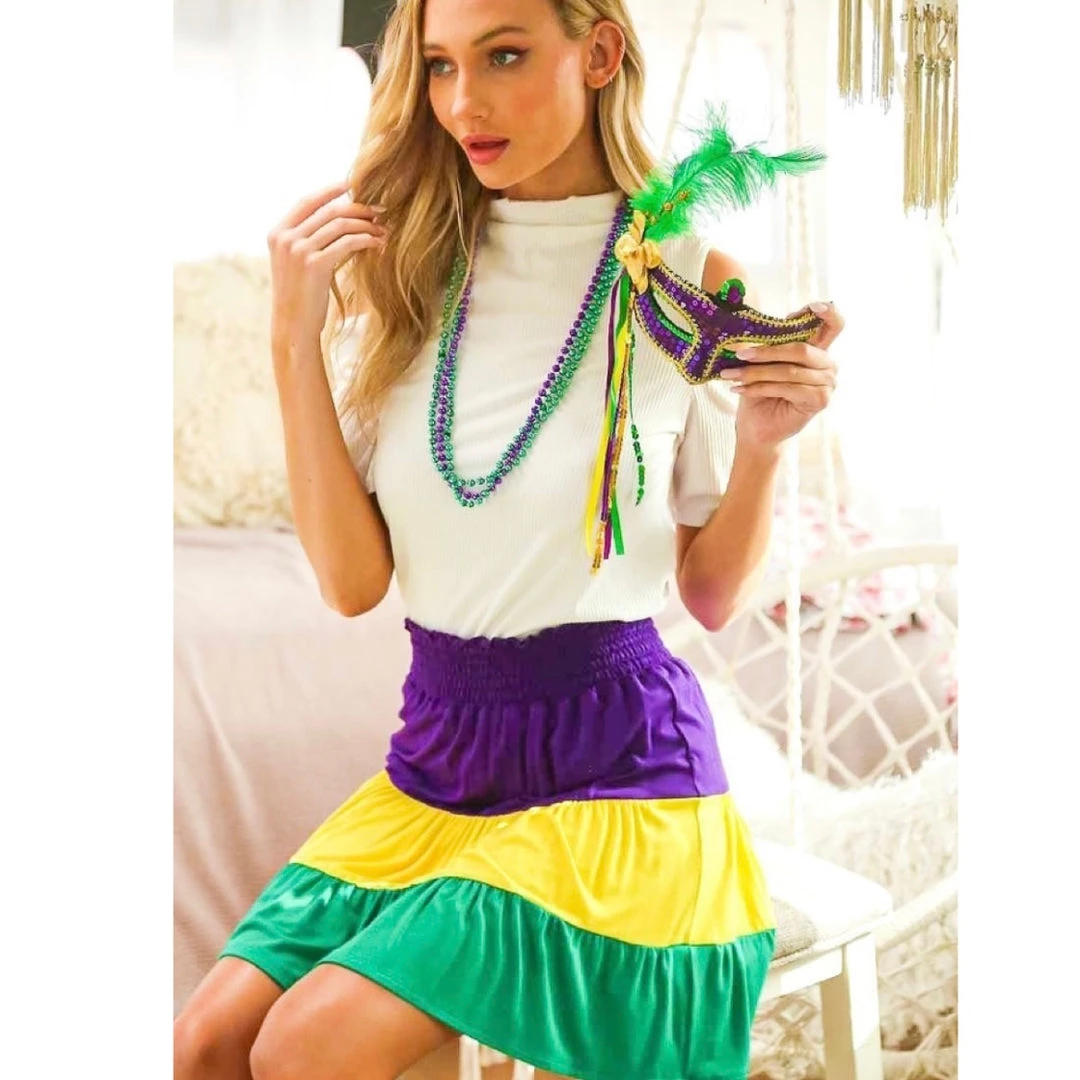 Indigo Boutique Skirts Mardi Gras Skirt 3 Indigo Boutique Skirts Mardi Gras Skirt