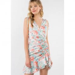 Indigo Boutique Jeni Orange And Blue Ruched Dress New Arrivals