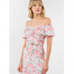 Indigo Boutique Karen Pink And Green Blouse New Arrivals