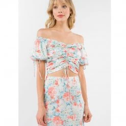 Indigo Boutique New Arrivals Karen Blouse In Orange And Blue