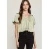 Indigo Boutique Olive Sateen Bubble Blouse