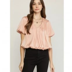 Indigo Boutique Blush Sateen Bubble Blouse New Arrivals