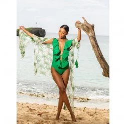 Indigo Boutique Palm Mesh Green Swimsuit Coverup New Arrivals