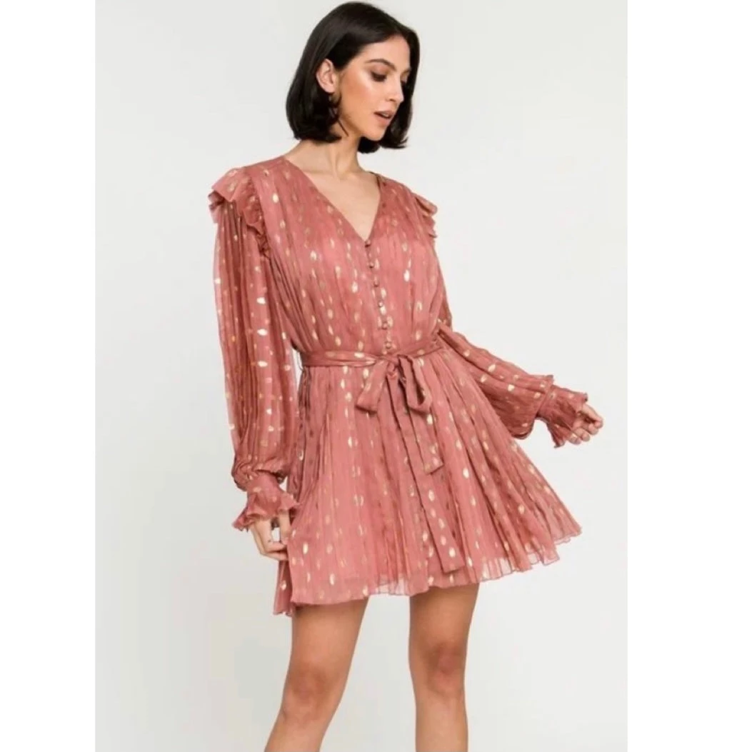 Indigo Boutique Blush Print Pleated Dress 3 Indigo Boutique Blush Print Pleated Dress