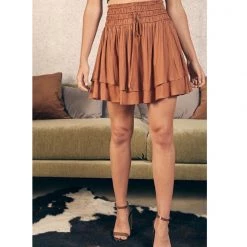 Indigo Boutique Shirring Layered Skirt Bottoms