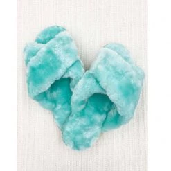 Indigo Boutique Teal Faux Fur Slippers