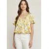 Indigo Boutique Floral Sateen Bubble Blouse Tops