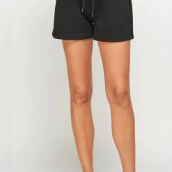 Indigo Boutique New Arrivals Textured Short And Sweatshirt Set In Black