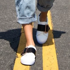 Indigo Boutique Buckle Sneaker In White