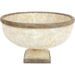 Indigo Boutique SANTORINI WHITE & ANTIQUE GOLD BOWL Furniture