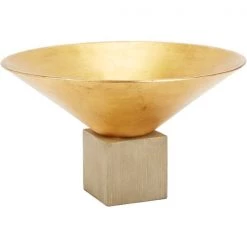 Indigo Boutique TAYLOR GOLD DISPLAY BOWL ON GRAY PEDESTAL