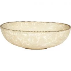 Indigo Boutique Furniture OVAL FRENCH WHITE & AGED GOLD GRAHAM DECORATIVE BOWL