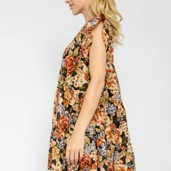 Indigo Boutique Dresses Magnolia Floral Baby Doll Dress With Ruffle Sleeves