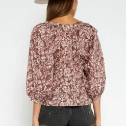 Indigo Boutique Floral Mauve Button Up Blouse