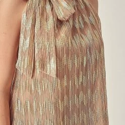 Indigo Boutique Pleated Shiny Gold And Champagne Blouse Tops